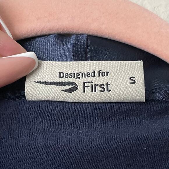 Temperley London Top Womens Small Blue Satin Collar Knit Blouse Quiet Luxury - Picture 10 of 12